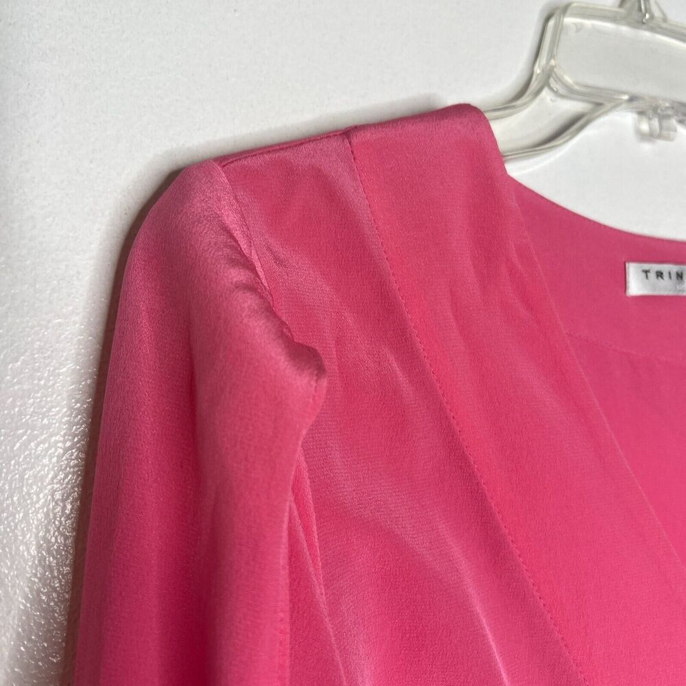 Trina Turk Women's Pink V-Neck Long Sleeve Blouse Size M - Picture 4 of 11